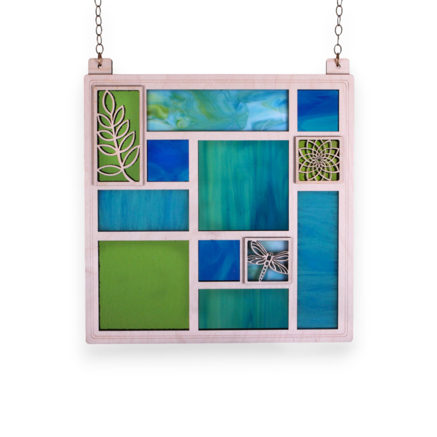 QUILT PANEL 11.5" - greens & blues *ONE-OF-A-KIND*