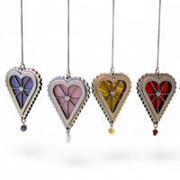 HEART STRINGS / Radiant Heart - Stained Glass & Wood Suncatcher