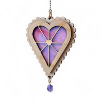 HEART STRINGS / Radiant Heart - Stained Glass & Wood Suncatcher