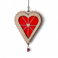 HEART STRINGS / Radiant Heart - Stained Glass & Wood Suncatcher