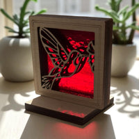 HUMMINGBIRD MINI SUNCATCHER - Free standing 2.5" stained glass & wood decor