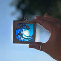WAVE MINI SUNCATCHER - 2.5" stained glass & wood ornament