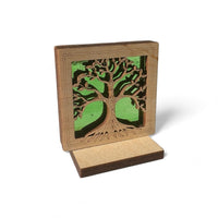 TREE OF LIFE MINI SUNCATCHER - Free standing 2.5" stained glass & wood decor