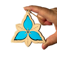 TRILLIUM SUNCATCHER - 3.5" stained glass & wood ornament