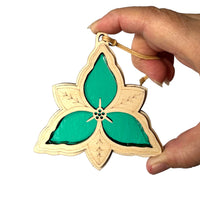 TRILLIUM SUNCATCHER - 3.5" stained glass & wood ornament