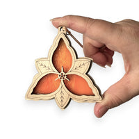 TRILLIUM SUNCATCHER - 3.5" stained glass & wood ornament