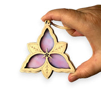 TRILLIUM SUNCATCHER - 3.5" stained glass & wood ornament