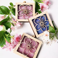 CHERRY BLOSSOM MINI SUNCATCHER - 2.5" stained glass & wood ornament