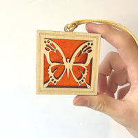 BUTTERFLY MINI SUNCATCHER - 2.5" stained glass & wood ornament
