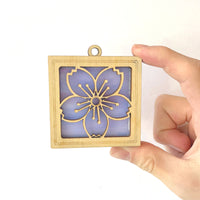 CHERRY BLOSSOM MINI SUNCATCHER - 2.5" stained glass & wood ornament