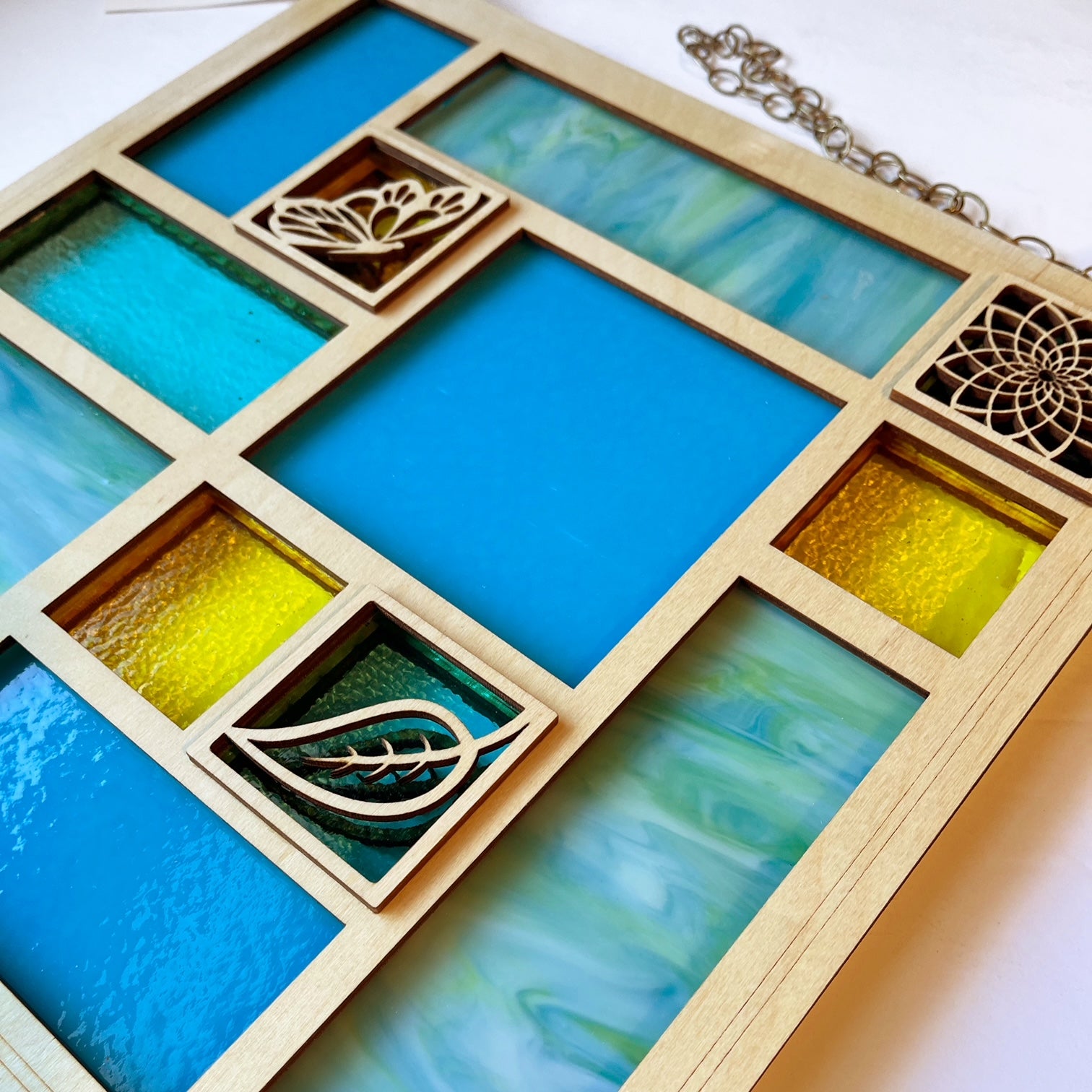 QUILT PANEL 11.5" - turquoise & yellow