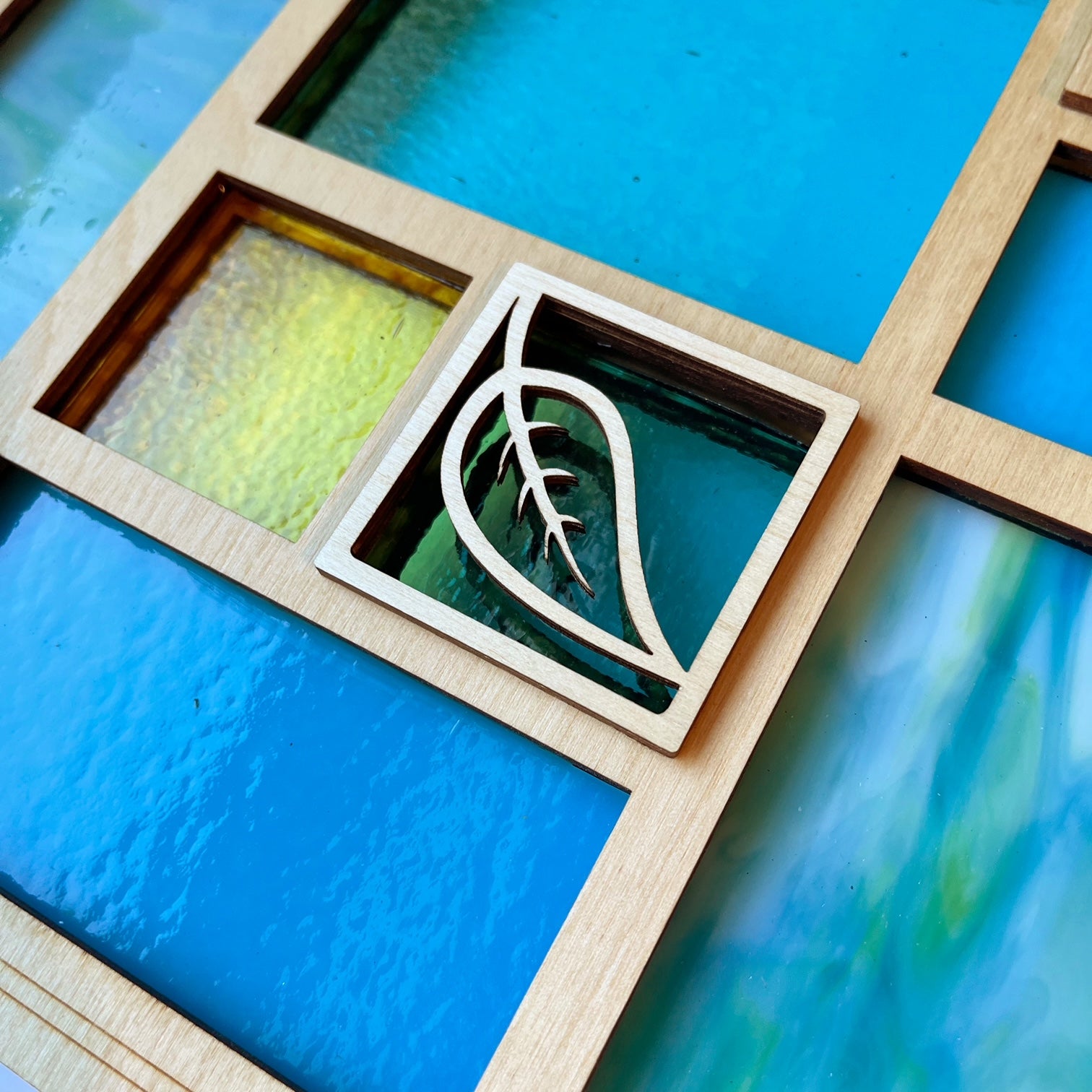 QUILT PANEL 11.5" - turquoise & yellow