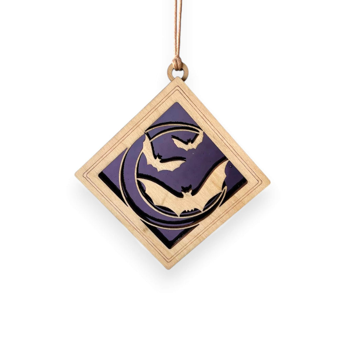 HALLOWEEN MINI SUNCATCHER - 2.5" stained glass & wood ornament