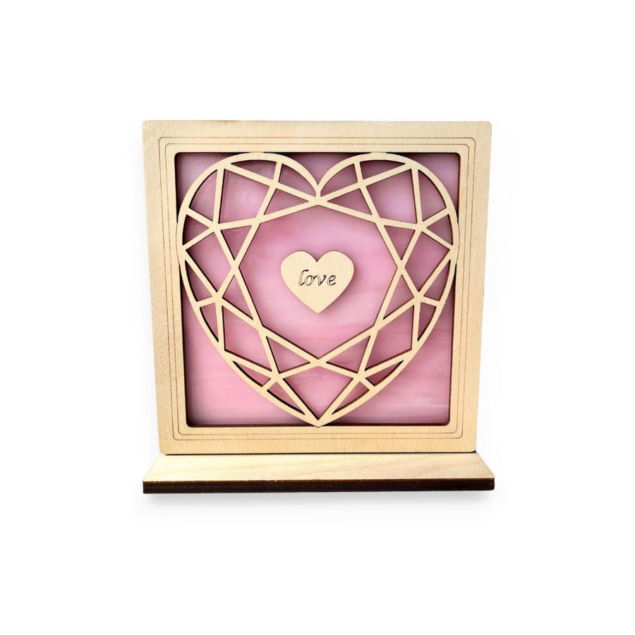 *CUSTOM* Inscribed Faceted Heart - SUNSCREEN