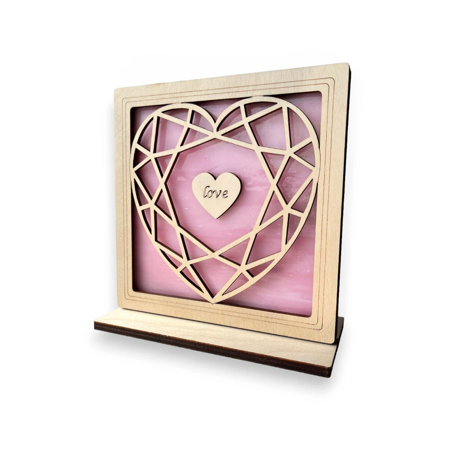 *CUSTOM* Inscribed Faceted Heart - SUNSCREEN