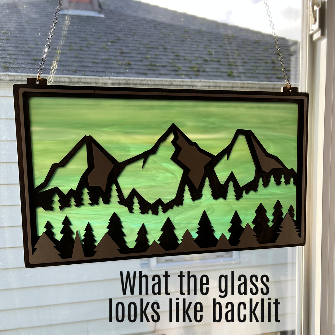 SUMMIT - Mountainscape ONE-OF-A-KIND Panel in misty green