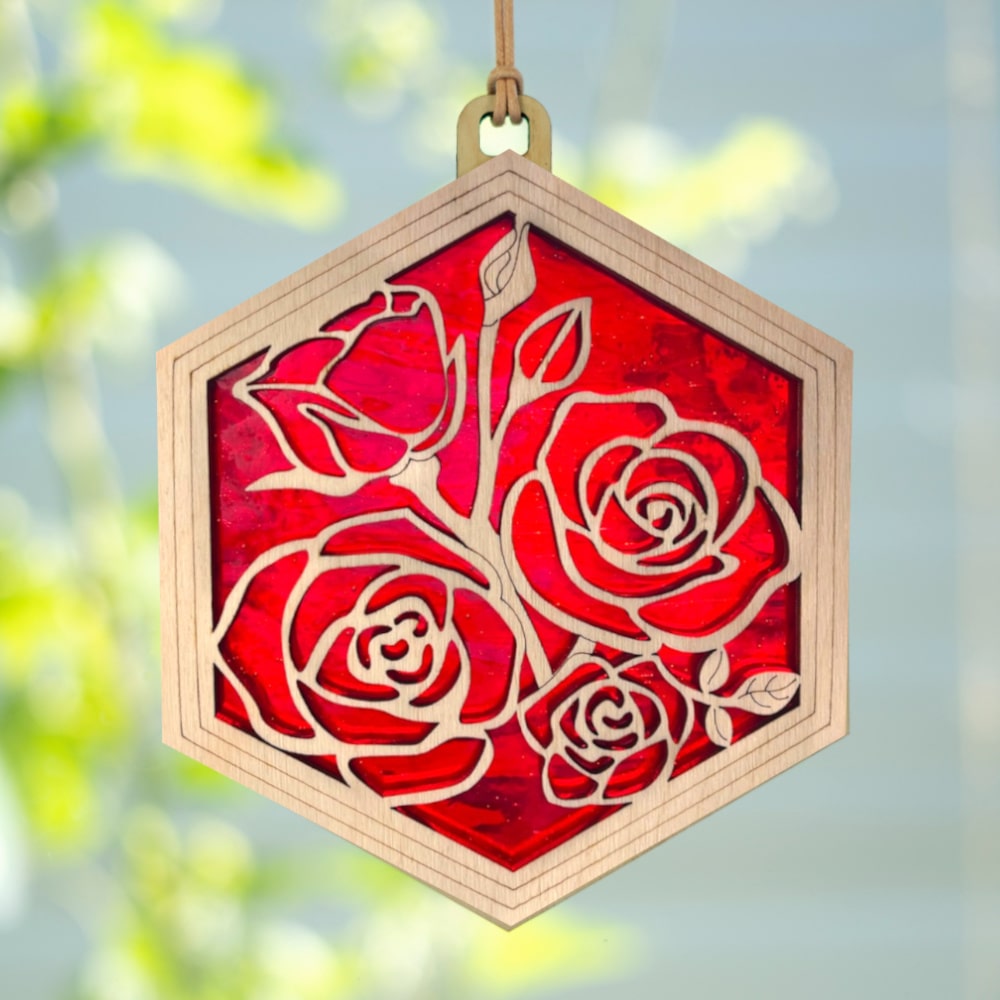 TEA ROSE SUNCATCHER - 6"