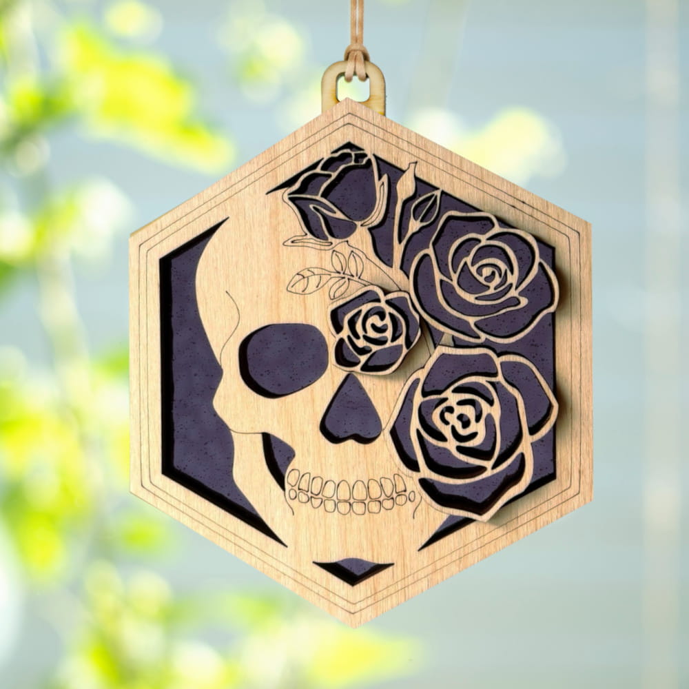 SKULL & ROSES SUNCATCHER - 6"