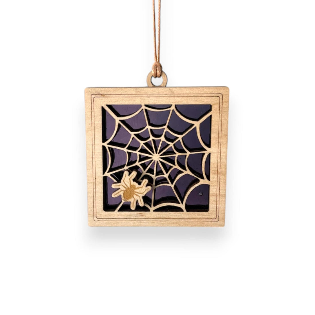 HALLOWEEN MINI SUNCATCHER - 2.5" stained glass & wood ornament