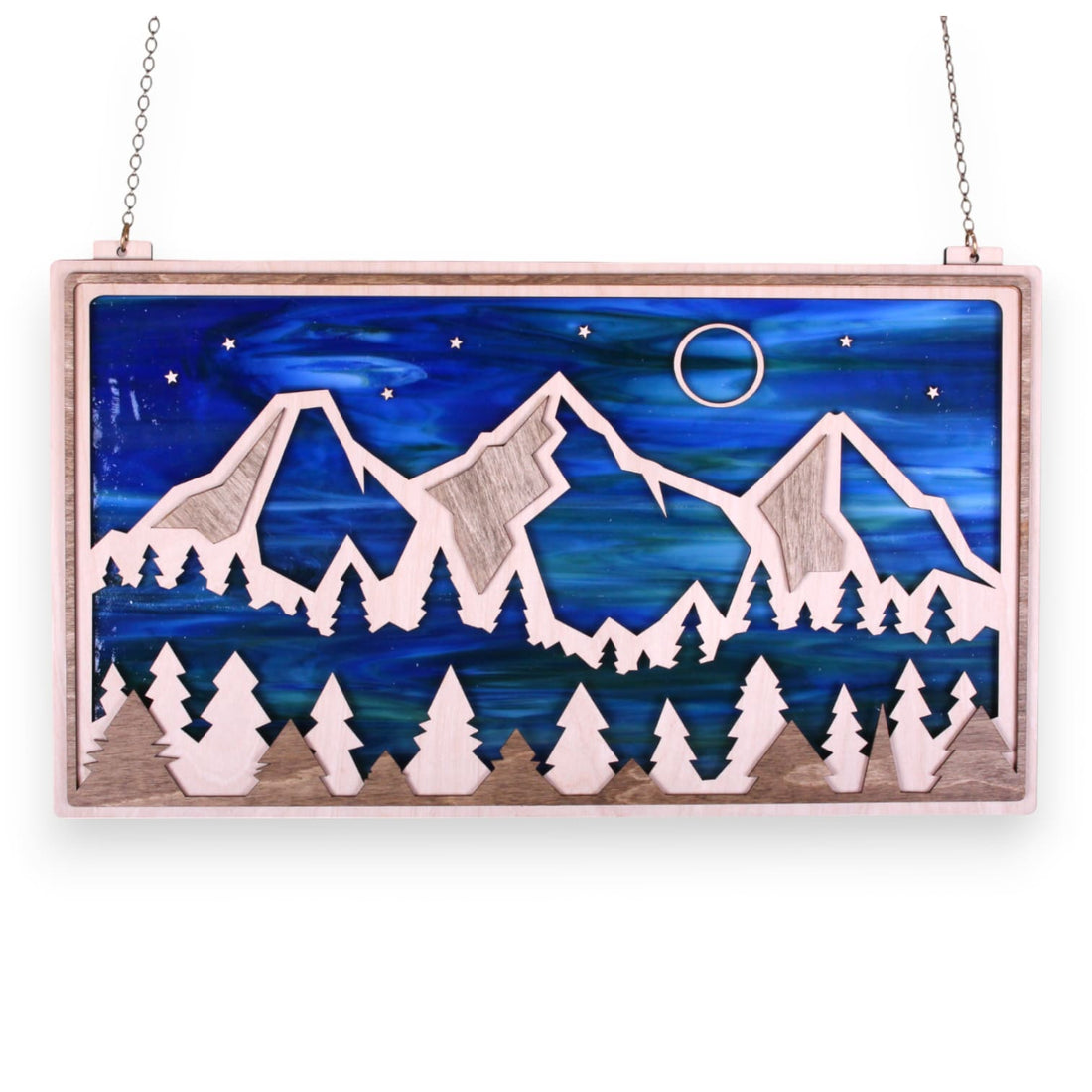 SUMMIT - Mountainscape Panel in deep blue & greens *Limited*