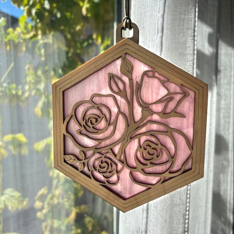 TEA ROSE SUNCATCHER - 6"