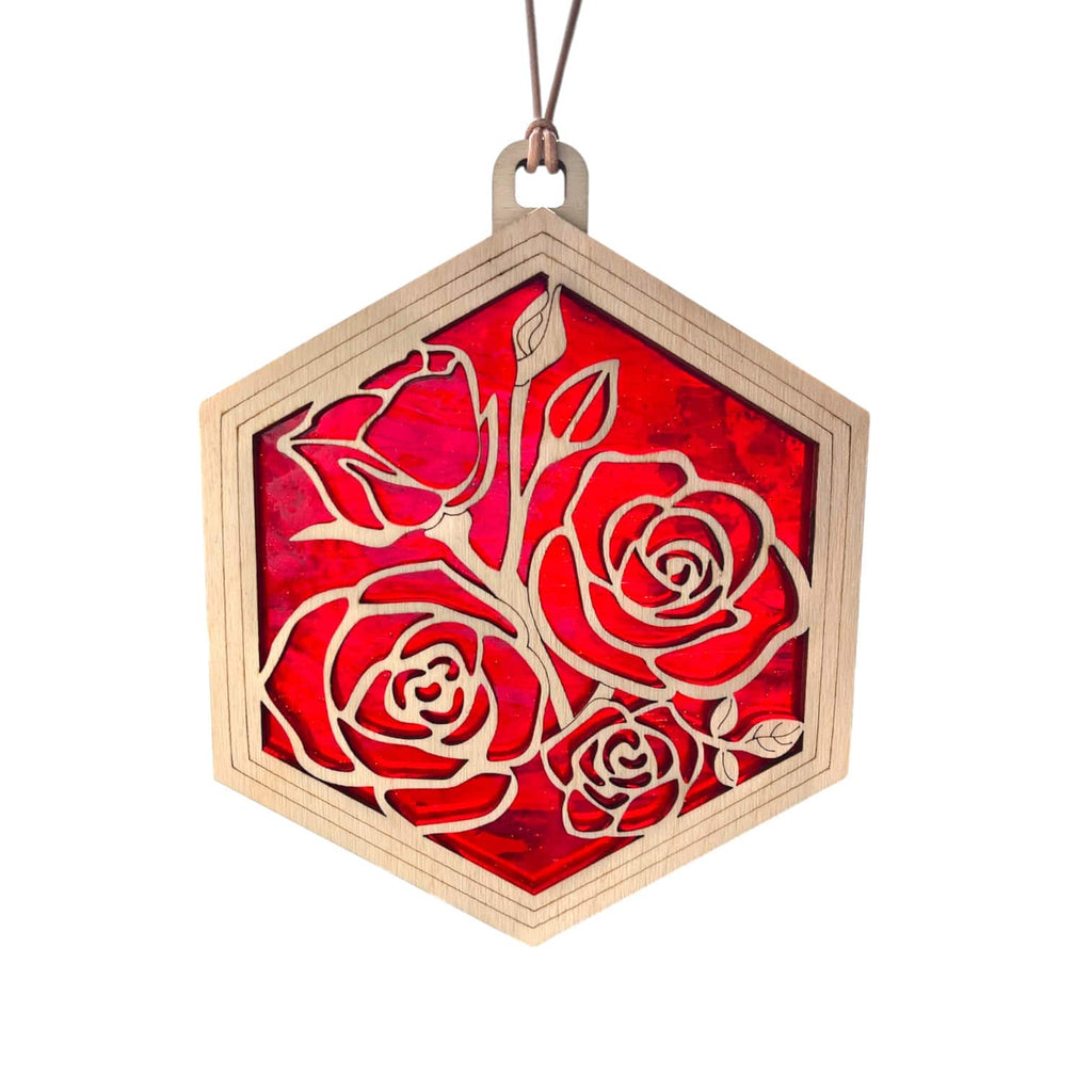 TEA ROSE SUNCATCHER - 6"