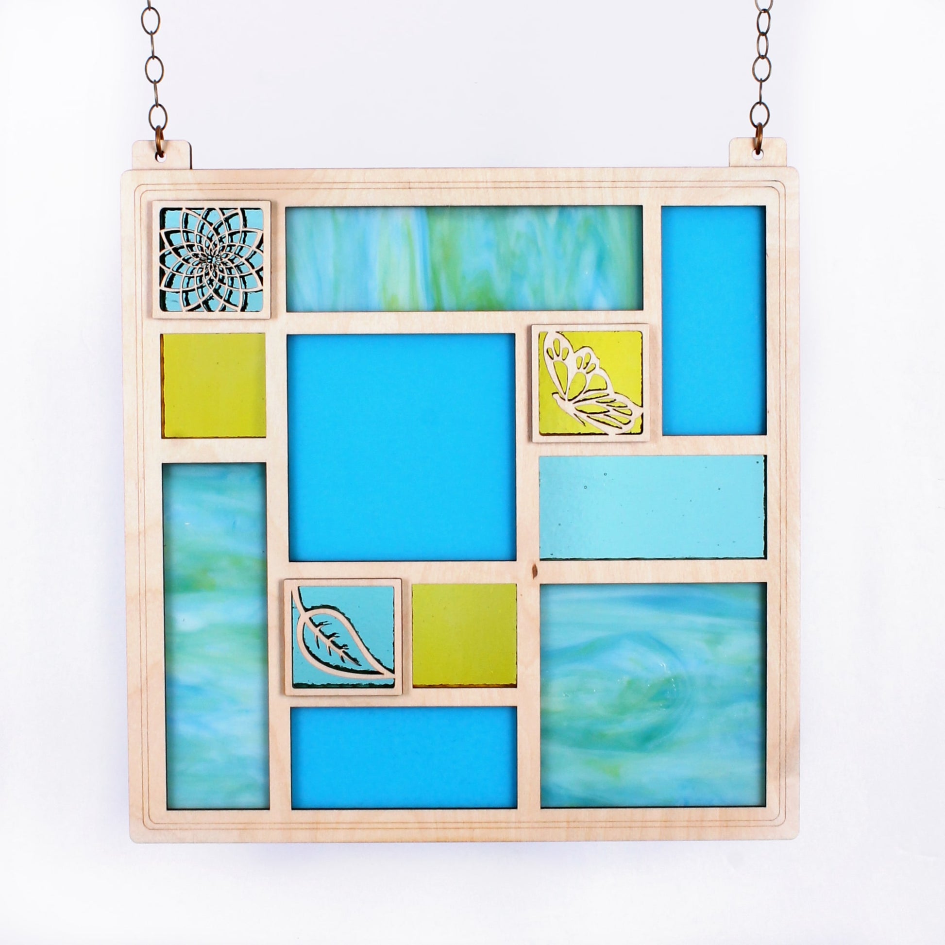 QUILT PANEL 11.5" - turquoise & yellow