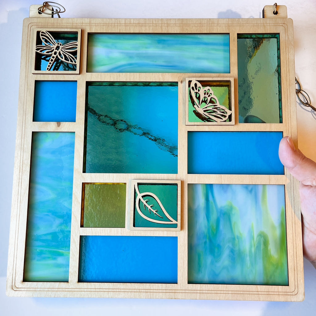 QUILT PANEL 11.5" - turquoise & yellow