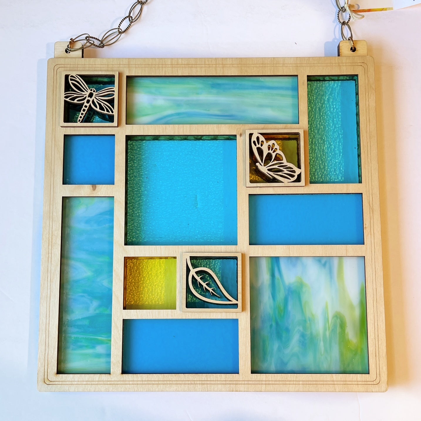 QUILT PANEL 11.5" - turquoise & yellow