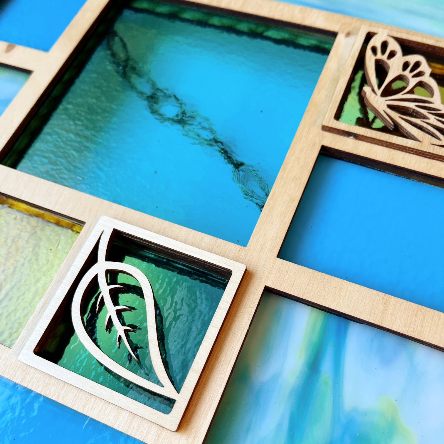 QUILT PANEL 11.5" - turquoise & yellow