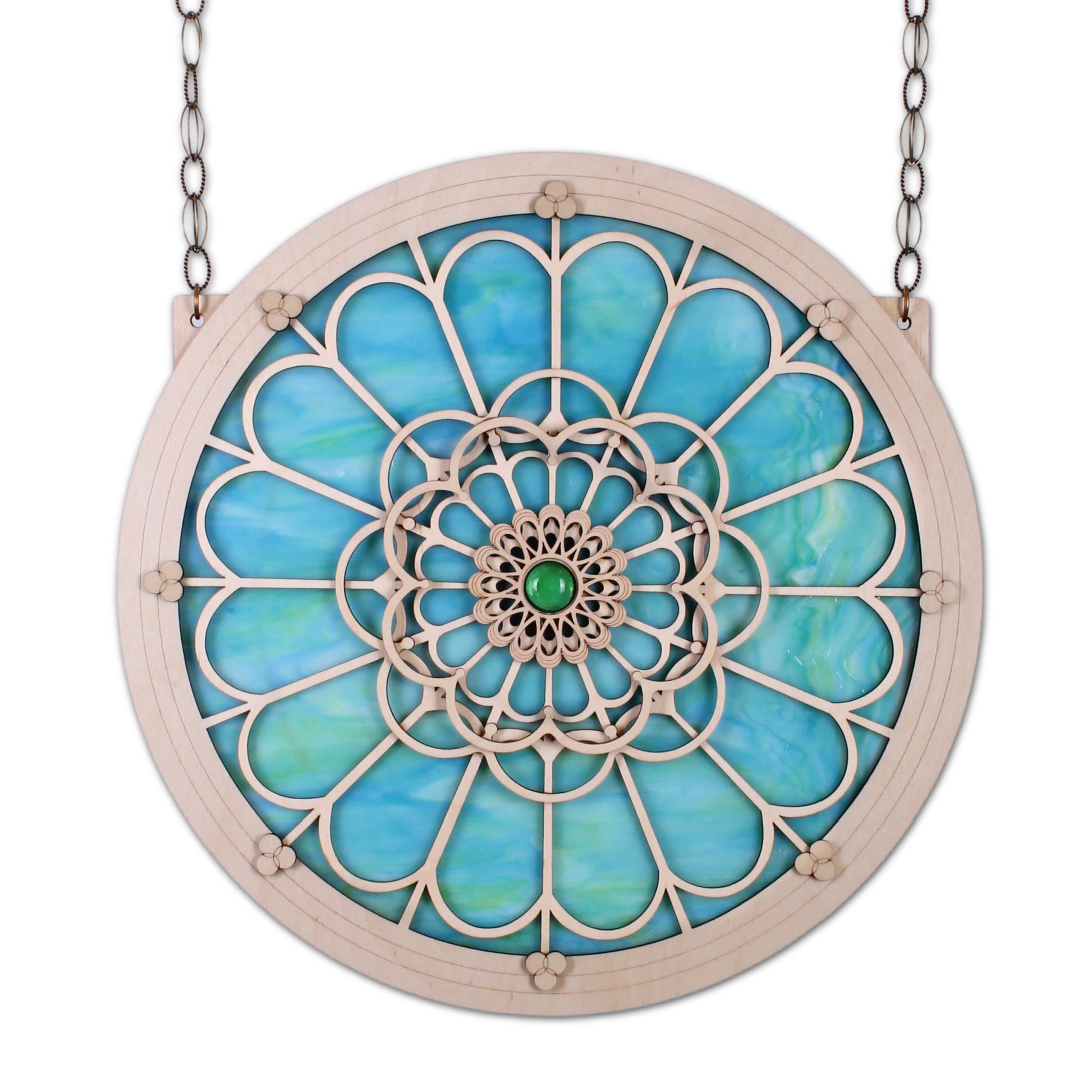 STATEMENT ROSE WINDOW (14") - ocean swirl