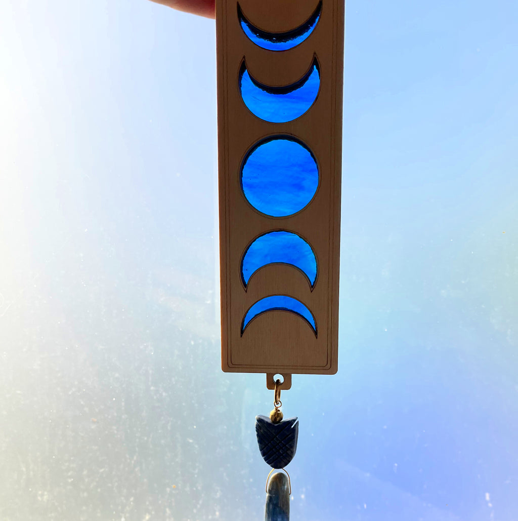 Moon Phases Suncatcher w/gemstones